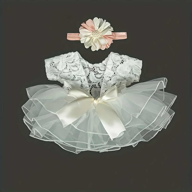 Newborn Photography Lace Romper Bodysuit & Headband Props