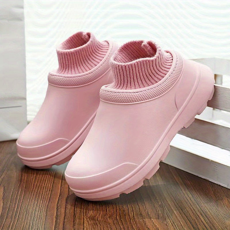 Women's Plush Lined Waterproof Ankle Rain Boots