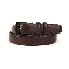 Coffee Leather Men's Belt Single Pin Buckle