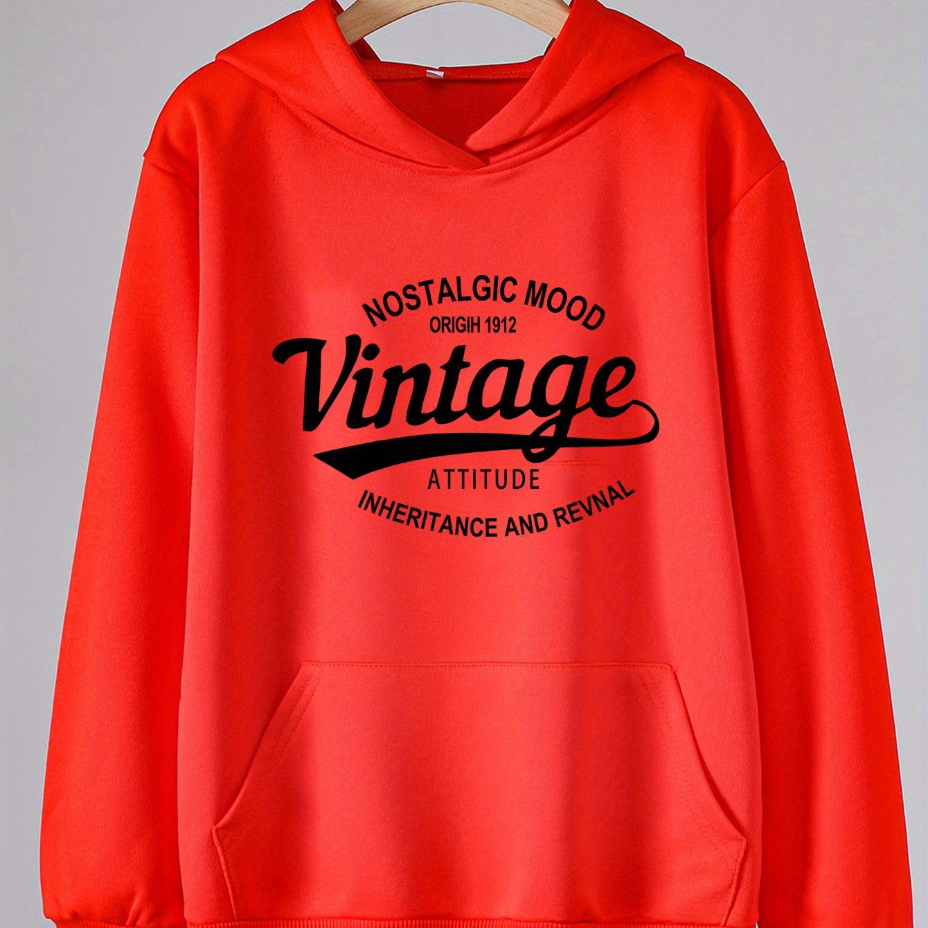 Girls Vintage Print Hoodies Comfy Pullover Tops with Pocket
