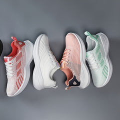 Women's Breathable Knitted Low Top Sneakers Lightweight Soft Sole Running Shoes