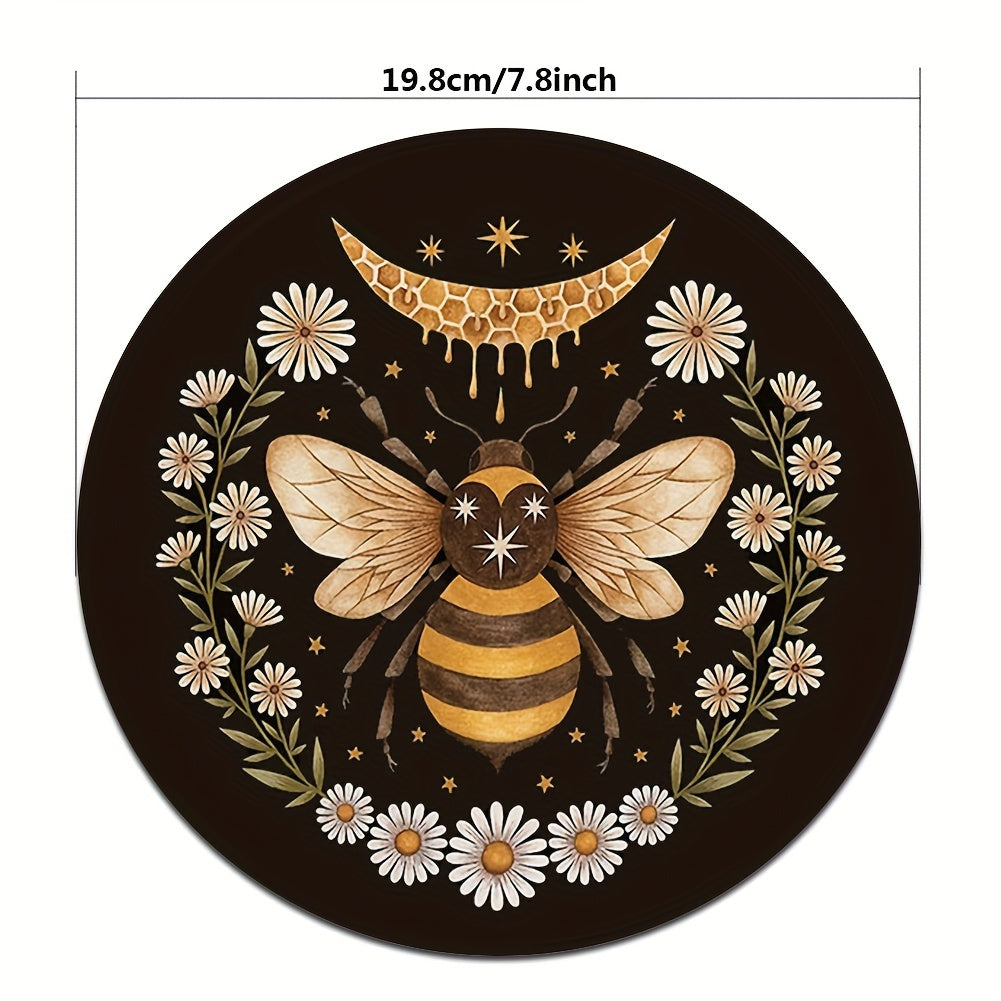 Bee Mouse Pad Round Non Slip Rubber Mousepad Laptop Office Computer Decor