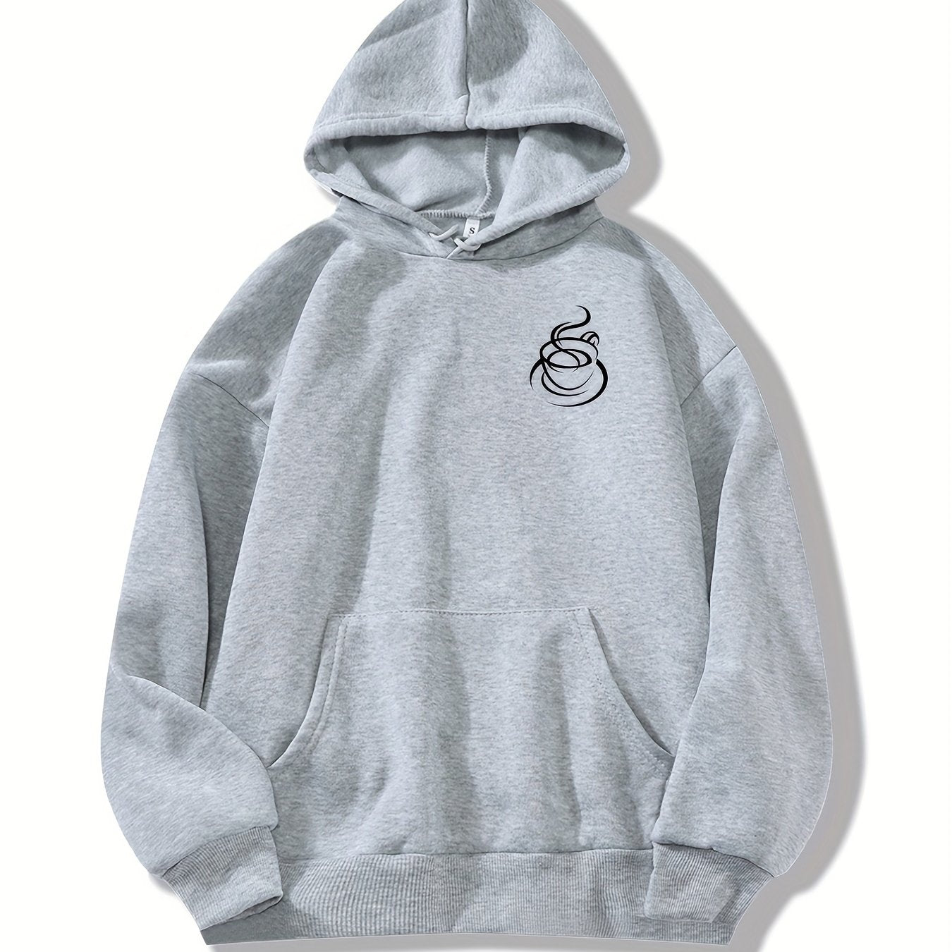 Coffee Print Kangaroo Pocket Hoodie Long Sleeve Hoodies Sweatshirt