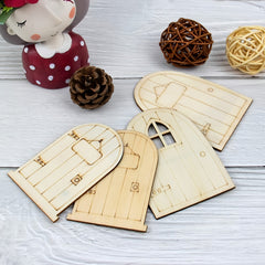 12pcs Mini Fairy Door Wooden Craft Kit Unfinished DIY Fairy House Accessories