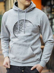 Men's Sketch Print Hoodie Casual Hooded Sweatshirt