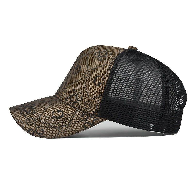 Men's Letter Print Baseball Cap Mesh Hip Hop Trucker Sun Hat