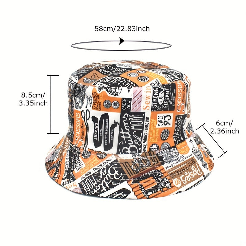 Hip Hop Graffiti Bucket Hat Reversible Lightweight Fisherman Cap