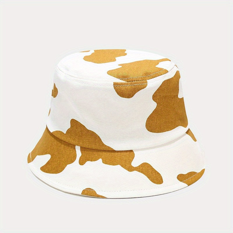 Cow Pattern Cartoon Bucket Hat Lightweight Sunscreen Travel Beach Hats