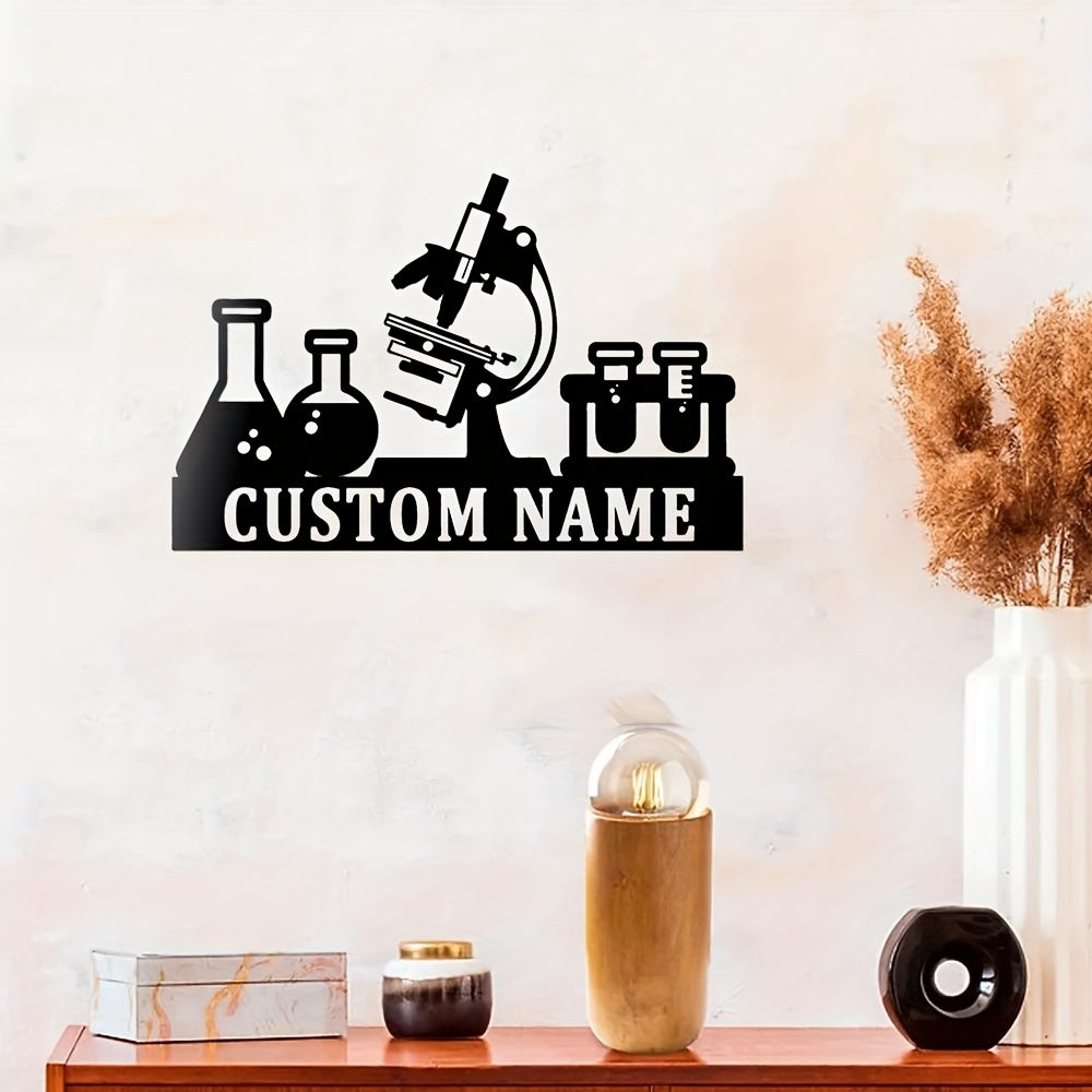 Personalized Scientist Microscope Metal Wall Art Custom Name Biologist Sign