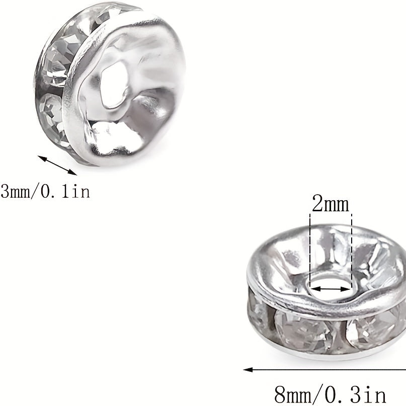 8mm Rhinestone Spacer Beads for Jewelry Making - 720pcs, 12 Colors