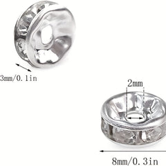 8mm Rhinestone Spacer Beads for Jewelry Making - 720pcs, 12 Colors