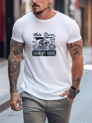Men's Casual Letter Print Sports T-shirt Round Neck Tee Shirt