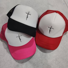 Cross Embroidered Mesh Baseball Cap for Men Women