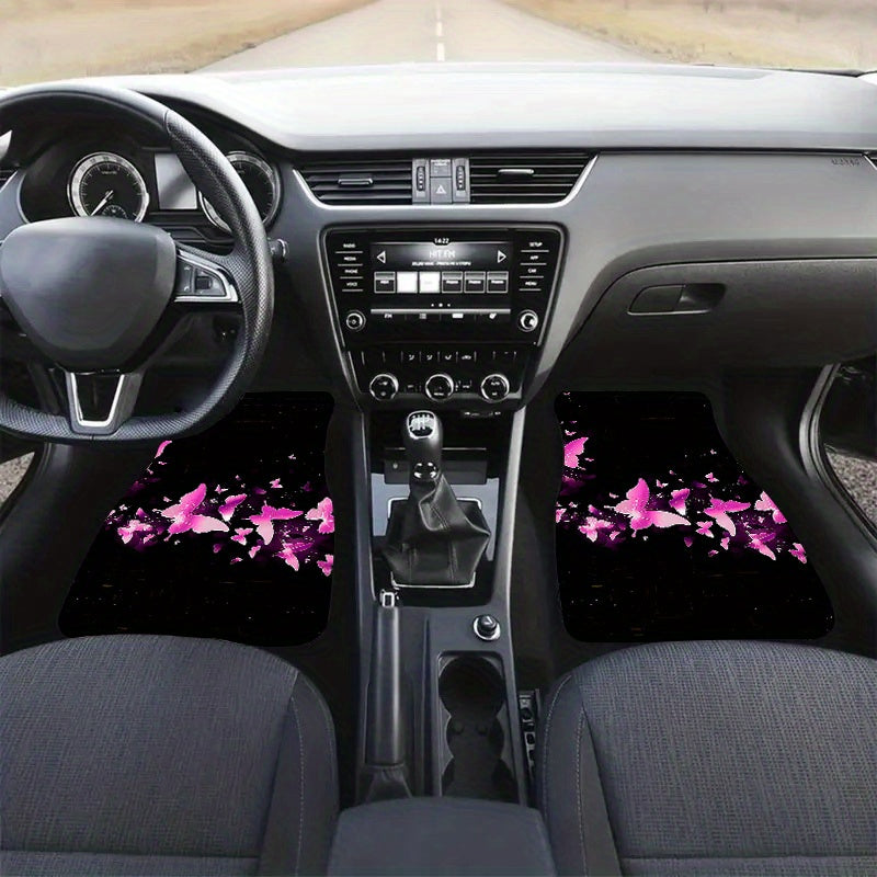 4pcs Butterfly Flower Car Floor Mats Universal Fit Vans Women Pink Mat Halloween