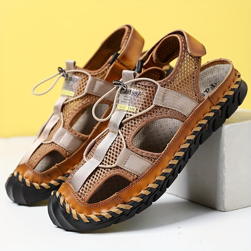Men's Stitch Detail Sandals Non Slip Hiking Trekking Beach Shoes