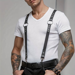 Men's PU Leather Harness Rivet O-Ring Belt