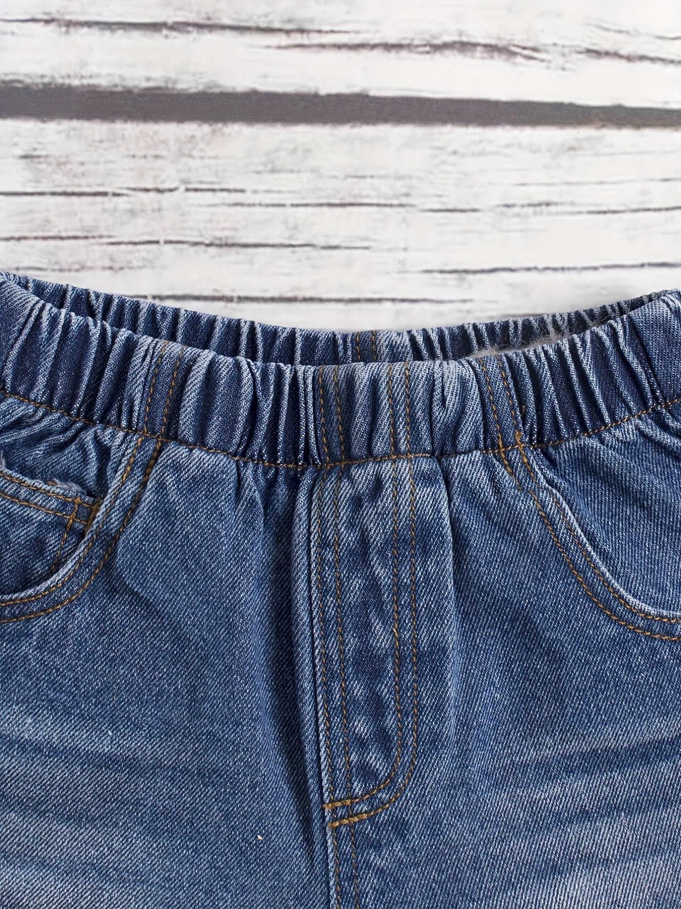 Girls Casual Ripped Denim Shorts Elastic Waist Comfortable Daily Wear