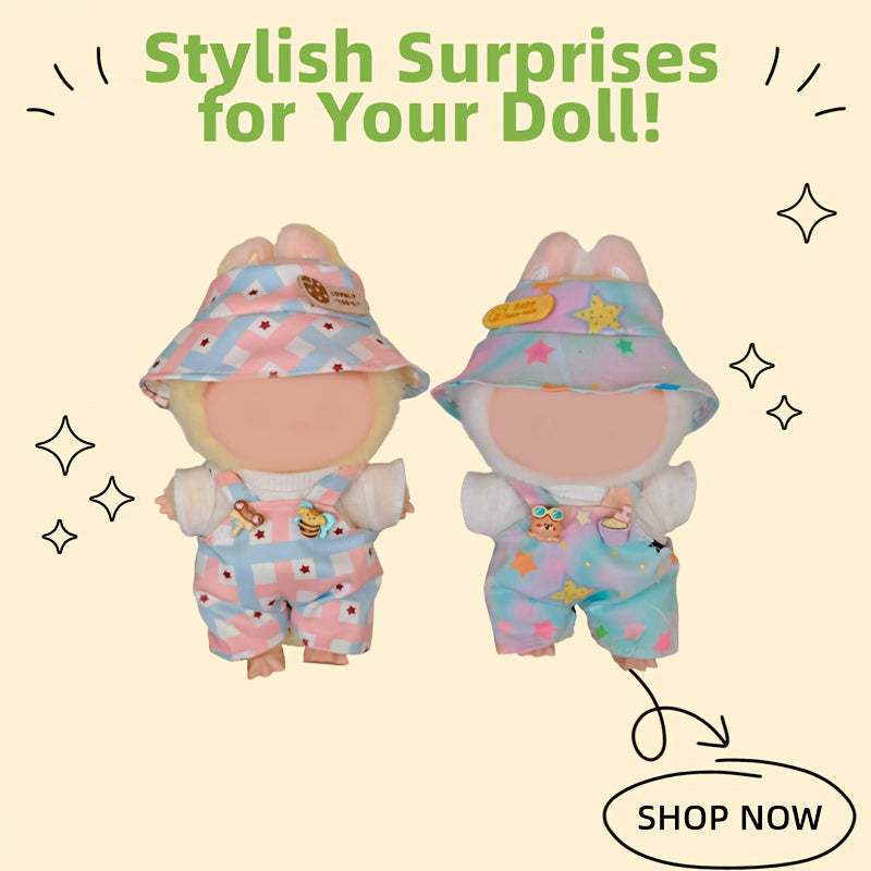 Doll Fisherman Outfit Set with Hat and Overalls 6-9 inch Dolls