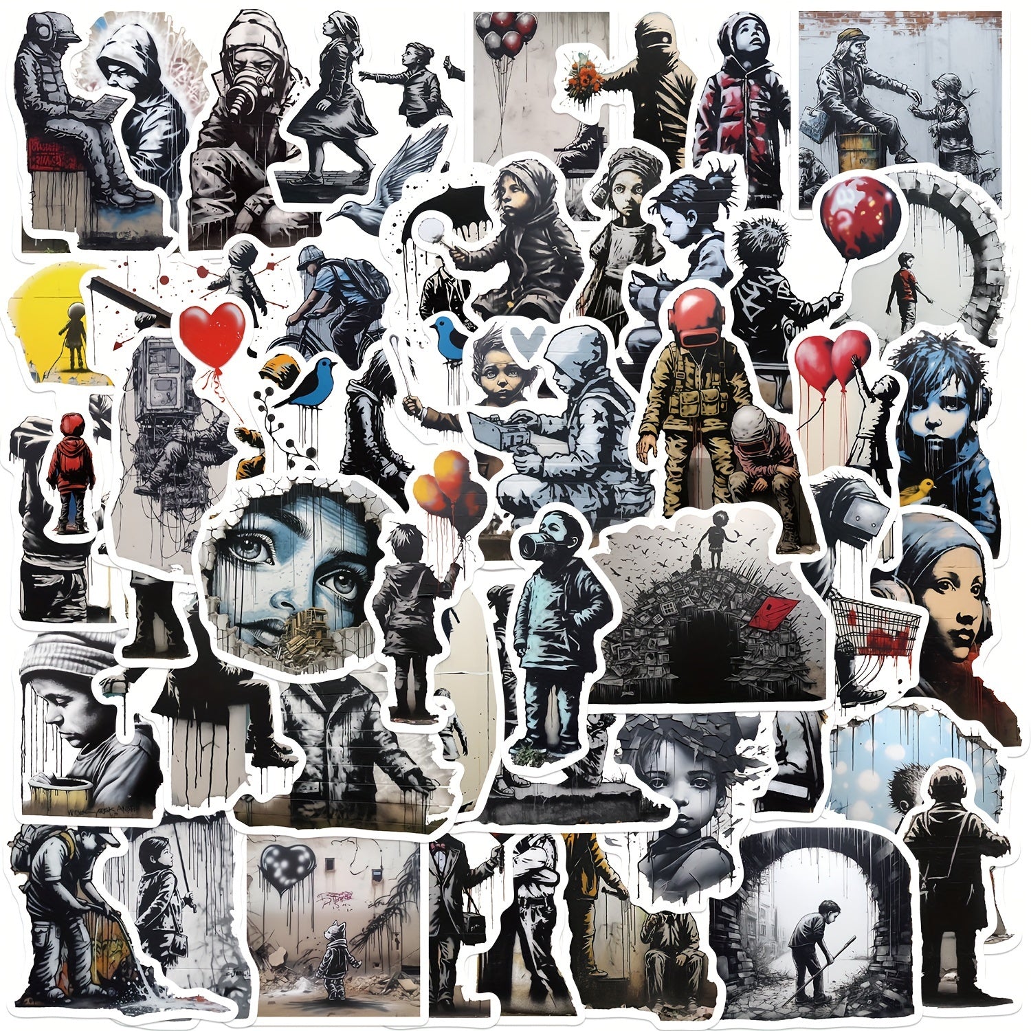 50pcs Abstract Art Style Graffiti Stickers for Laptop Water Cup Decoration
