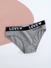 5pcs Letter Tape Briefs Stretchy Intimates Panties Women's Lingerie