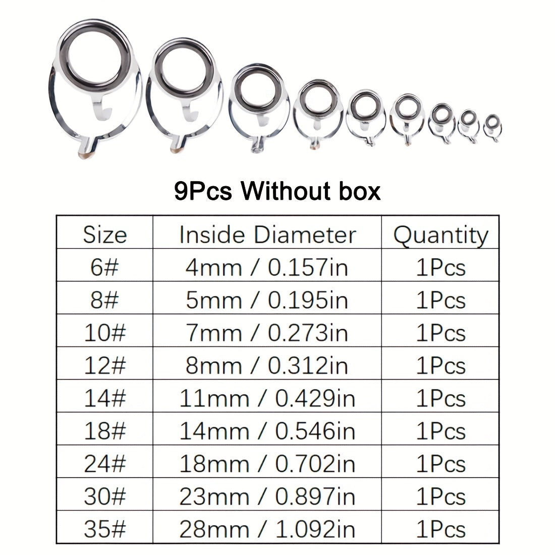 9Pcs 4mm 28mm Stainless Steel Rod Repair Kit for Fishing Rod Building