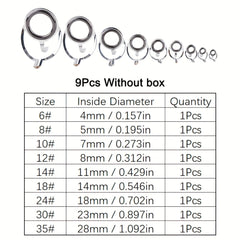9Pcs 4mm 28mm Stainless Steel Rod Repair Kit for Fishing Rod Building