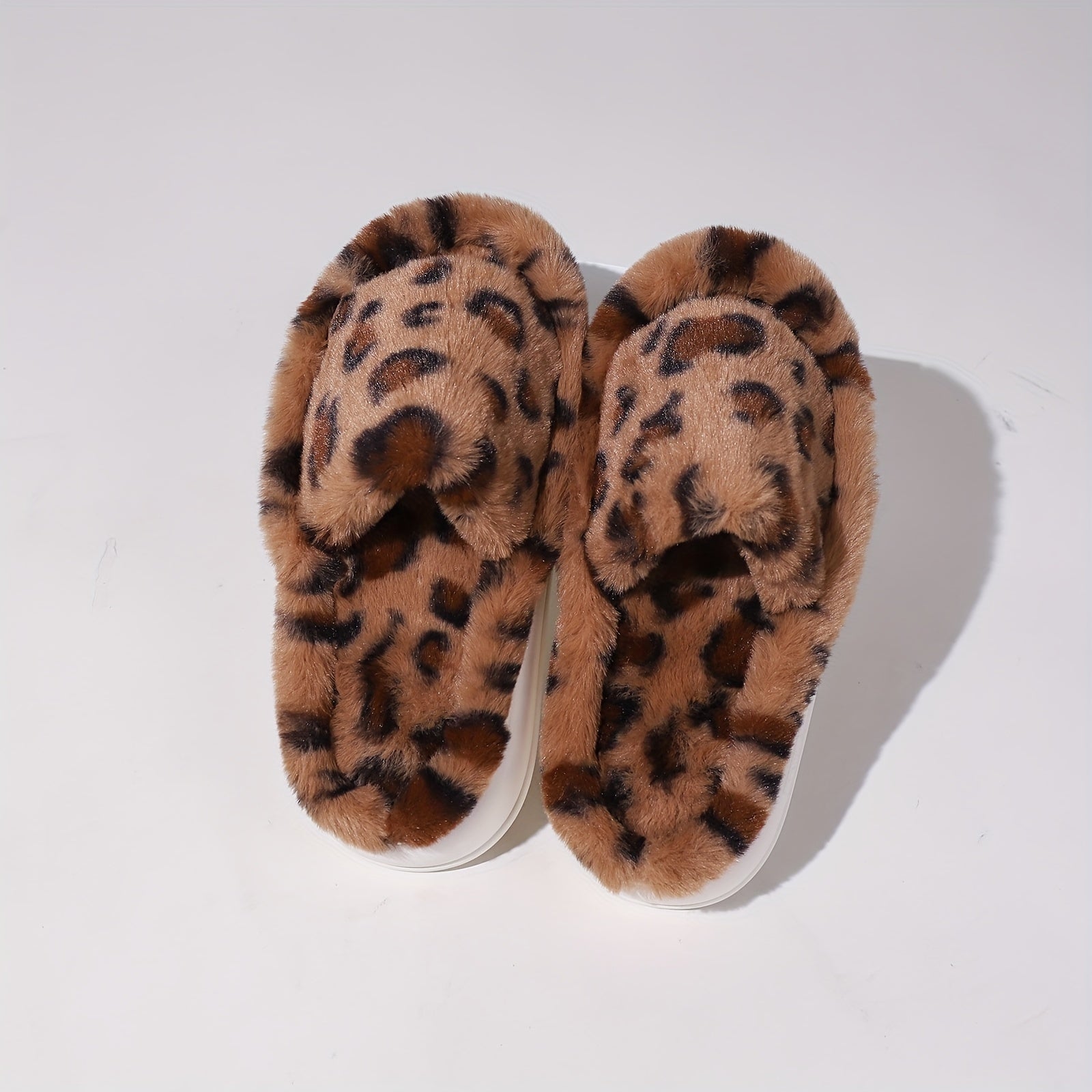 Plaid Pattern Open Toe Fuzzy Slippers Women's Sandals
