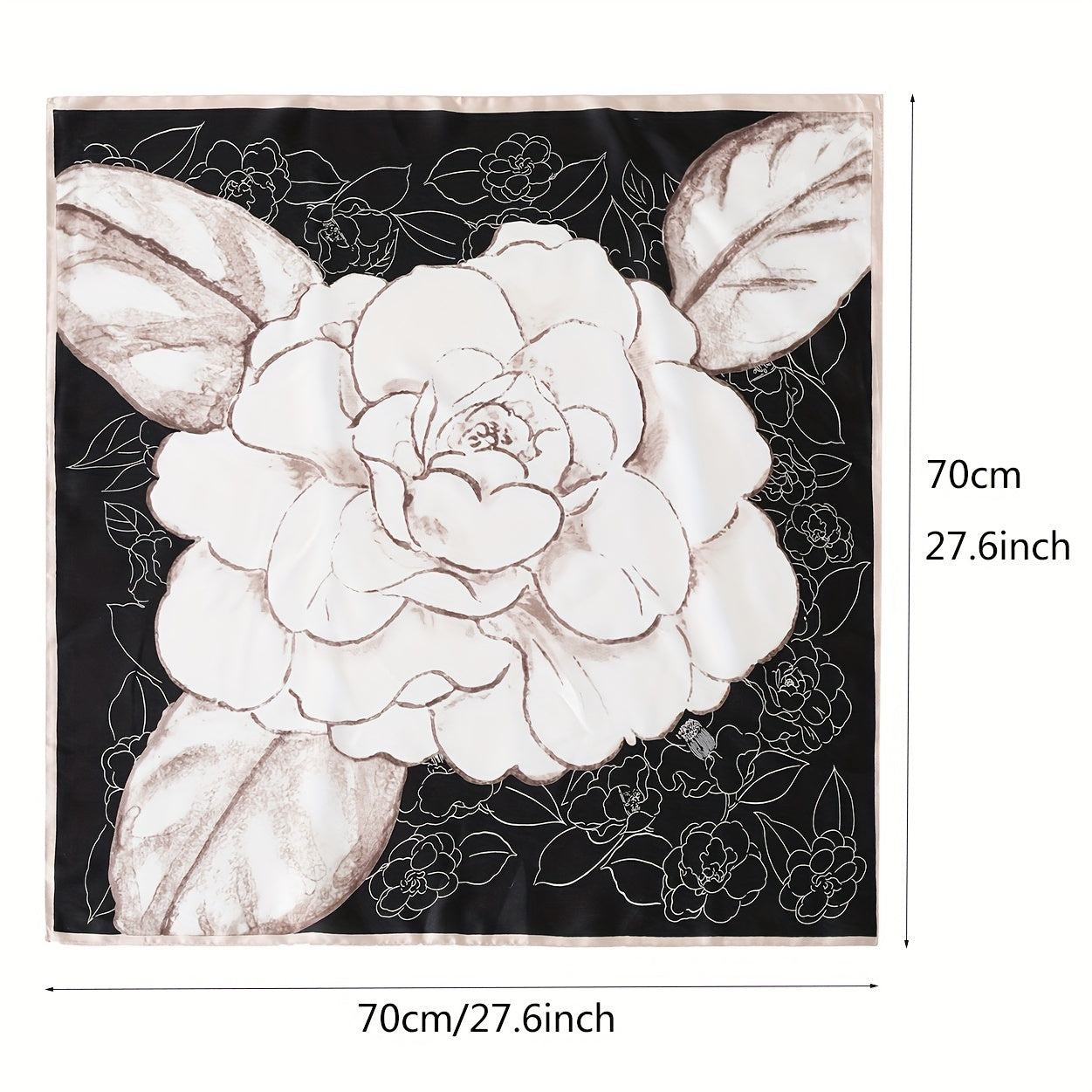 Cream Floral Square Scarf Satin Headscarf Sunscreen Bandana