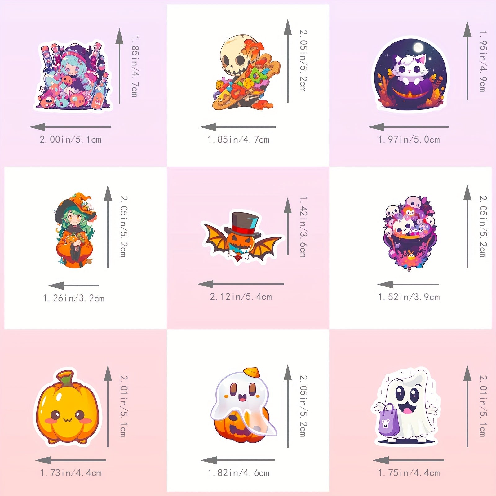 50pcs Halloween Pumpkin Theme Stickers Pack Waterproof Vinyl Party Stickers