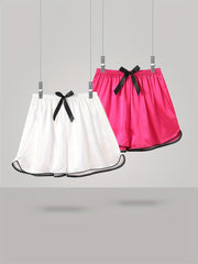 2 Sets Bow Satin Sleep Shorts Women's Sleepwear