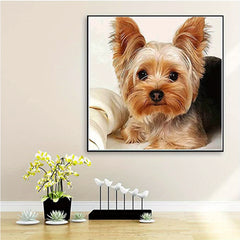 5D Diamond Painting Kit Yellow Yorkie Dogs DIY Art Home Decor
