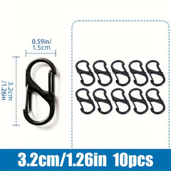 10pcs Stainless Steel S Type Carabiner Backpack Hanging Buckle Keychain