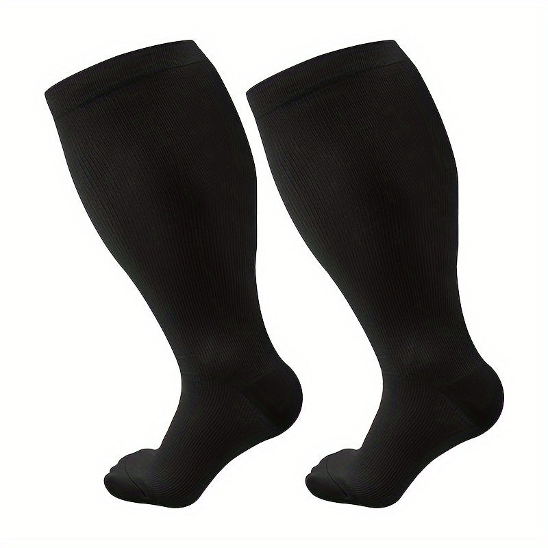 3 Pairs Wide Calf Compression Socks Men Women - Plus Size for Nurses