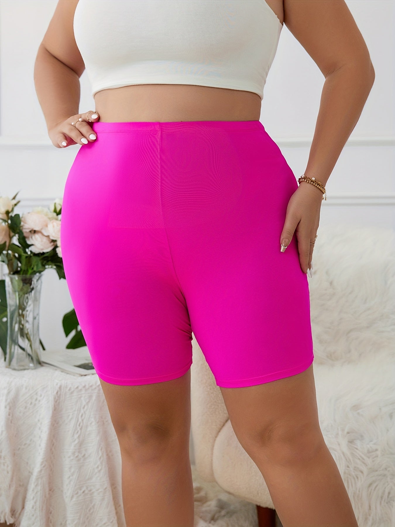 High Waisted Skinny Biker Shorts