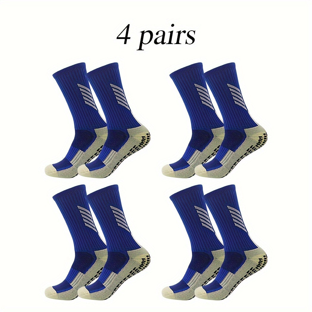 4pairs Breathable Non Slip Soccer Socks Crew Socks