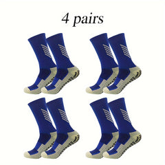 4pairs Breathable Non Slip Soccer Socks Crew Socks