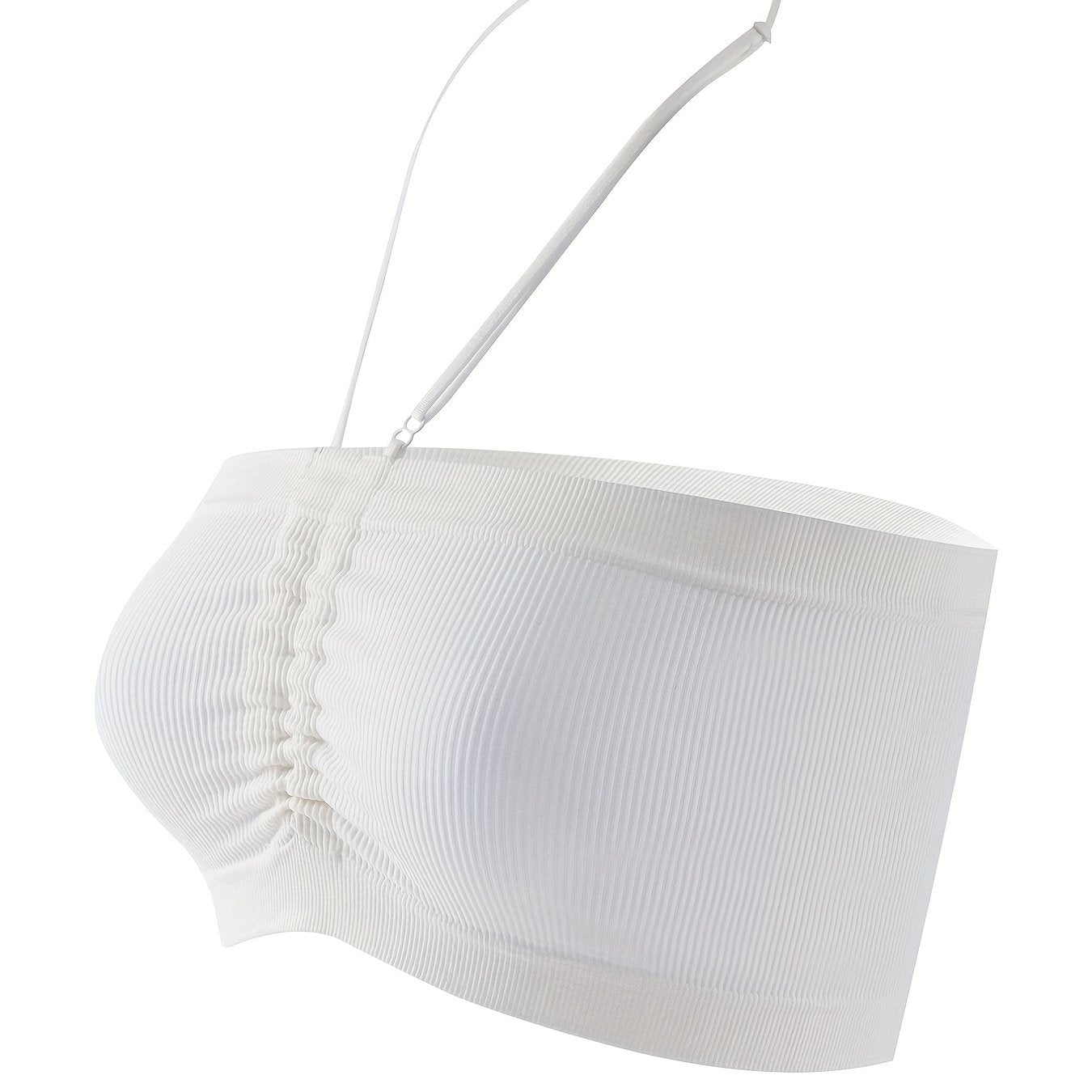 Ribbed Halter Wireless Bra Seamless Stretch Lingerie