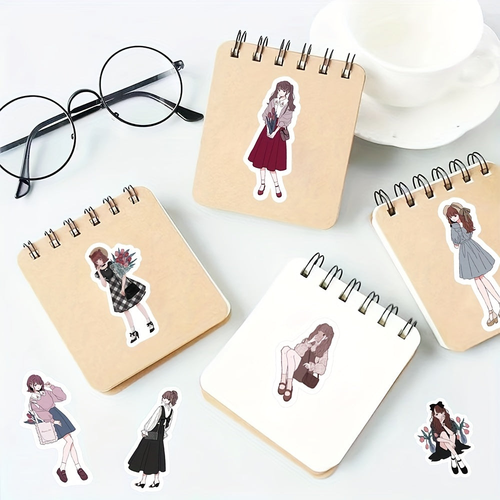 50 Waterproof Cartoon Stickers for Notebooks and Water Bottles