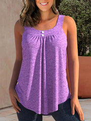 Solid Tank Top Ruched Casual Sleeveless Summer Top Women's Clothing