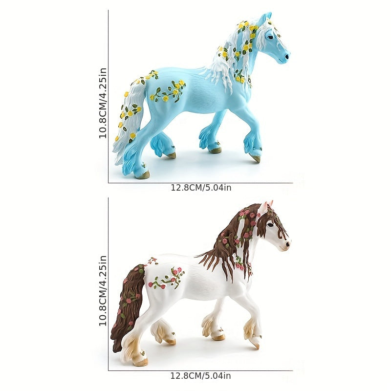 Simulated Mythical Animal Flower Elf Horse Desktop Ornament Toy