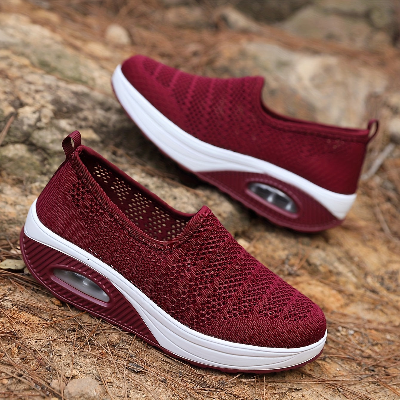 Women's Air Cushion Slip on Walking Shoes Mesh Chunky Sneakers