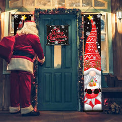 Christmas Hanging Banner Porch Sign Santa Claus Christmas Tree Gift Banner