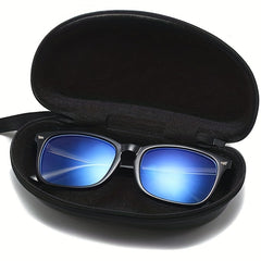 Men's Textured PU Leather Glasses Case Hard Protective Sunglasses Cover