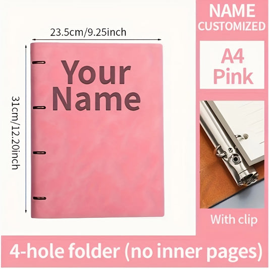 Personalized PU Leather Binder with Custom Engraved Name