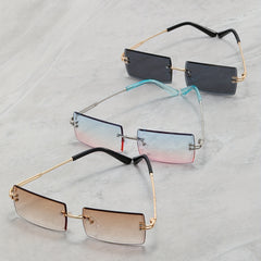 Men's Square Rimless Sunglasses UV Protection for Sports