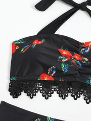 Boho Beachwear Bikini Set Halter Neck High Waist