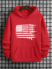 American Flag Print Men's Warm Pullover Hoodie for Autumn Winter