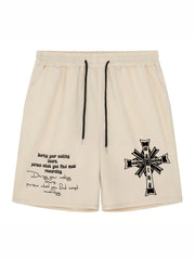 Men's Casual Sports Loose GOOD INTENTIONS Graphic Pocket Elastic Waist Drawstrin