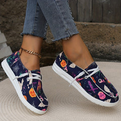 Halloween Pumpkin Ghost Pattern Slip On Loafers Shoes