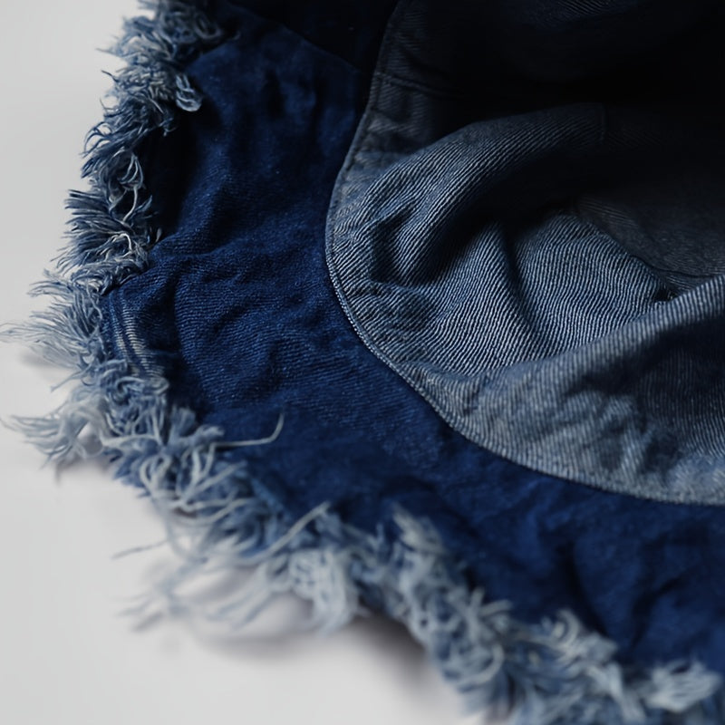 Vintage Denim Bucket Hat Wide Brim Sun Cap